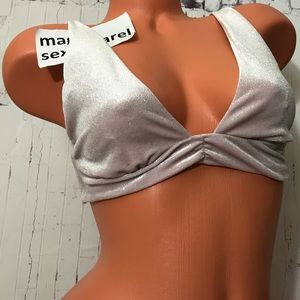 VS M PADDED GLITTER SHINE PLUNGE BRALETTE VELVET